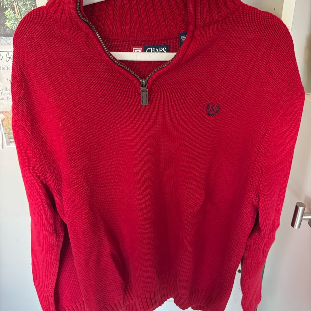 Chaps Red Cowl Neck Sweater Vibrant Knit